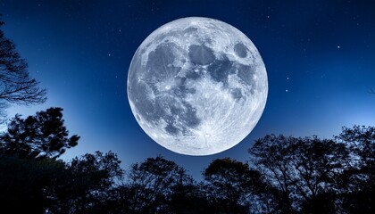 full moon super moon moves through the night sky