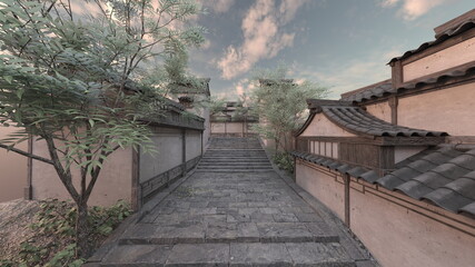 中国式建築物　3DCGレンダリング