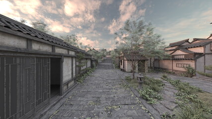中国式建築物　3DCGレンダリング