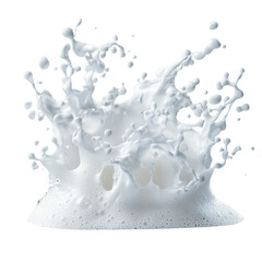 Dynamic splash of milk against a transparent background