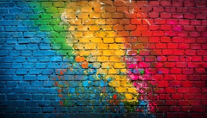 paint splash graffiti brick wall colorful background