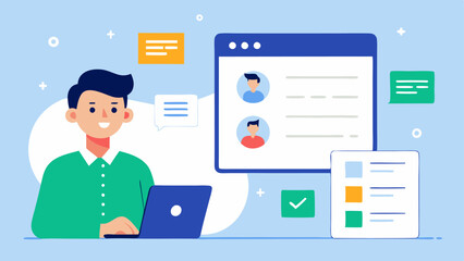 Registration Management A planner managing an online registration portal with a list of registered attendees and confirmation emails being sent.
