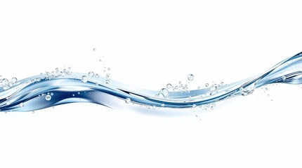 transparent water wave with air bubbles on white background