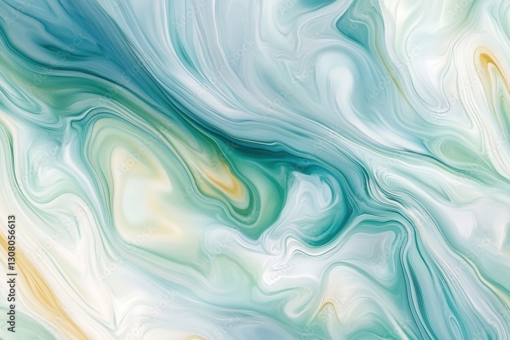 Poster Abstract background of calmness featuring smooth pastel green and blue tones with flowing shapes creating a serene atmosphere Generative AI