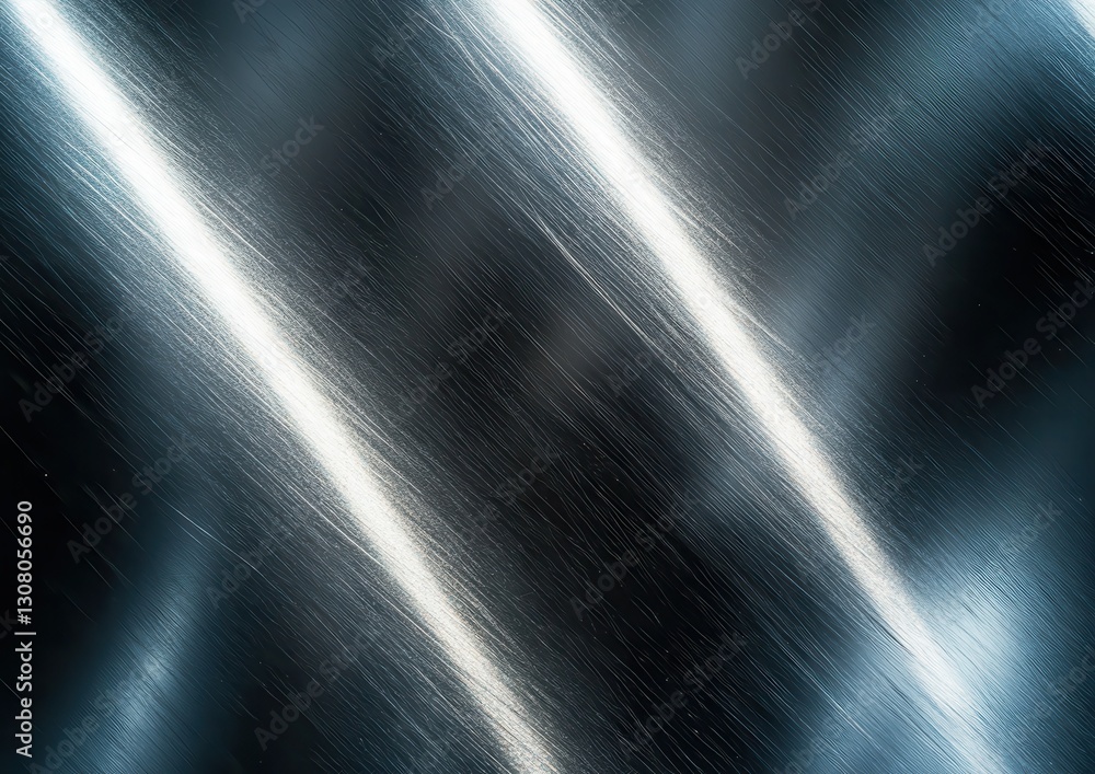 Poster abstract close-up of brushed metal surface with dynamic light reflections and texture variations cre