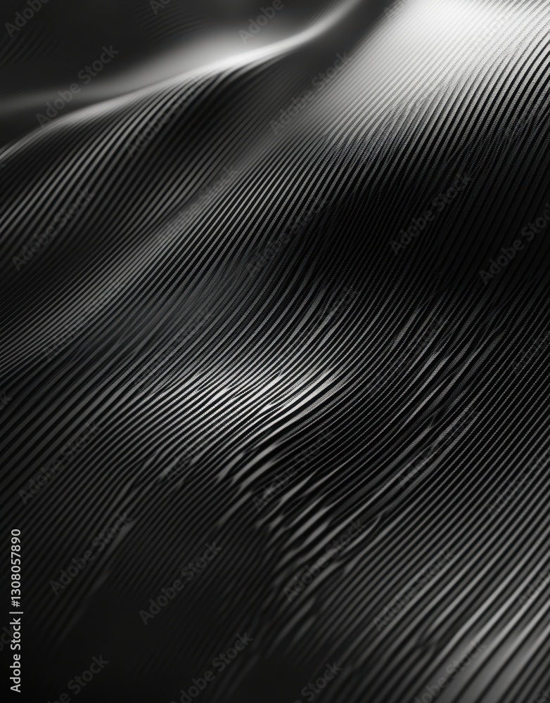 Poster abstract close-up of smooth black textile with subtle waves and light reflection creating a modern a