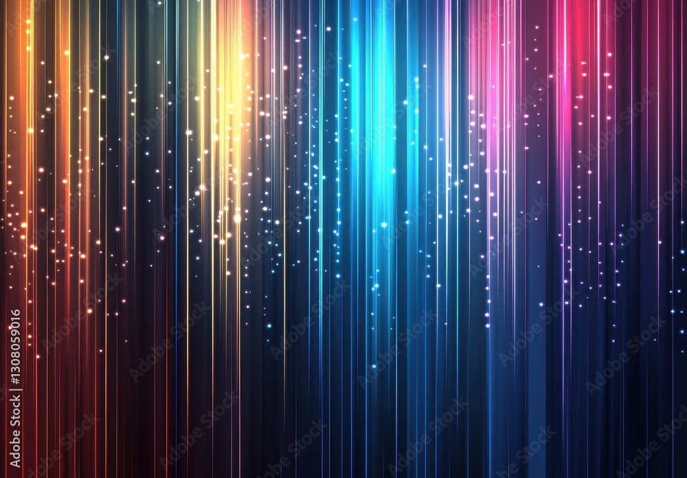 Poster abstract colorful background with vertical light stripes, sparkling particles for creative and vibra