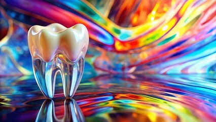 Close-up Translucent Tooth Anatomy Abstract Art Colorful Background Stock Photo