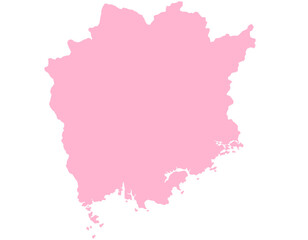 岡山県　地図　ピンク　イラスト