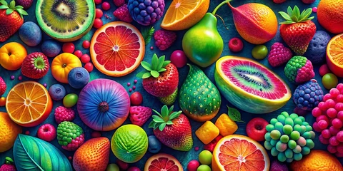 Papier peint photo  Colorful Abstract Fruit Shapes Texture Background - Stock Photo  © Four888