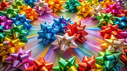 Colorful Bows in a Circle - Long Exposure Photography Stock Photo