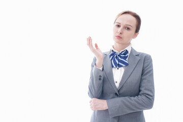 悩む制服を着た留学生