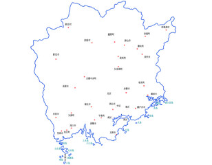 岡山県　地図　白　斑点　イラスト