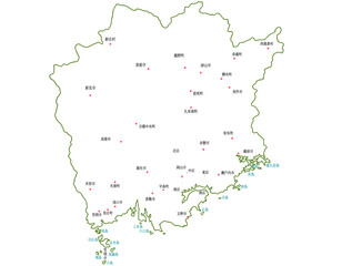 岡山県　地図　白　斑点　イラスト