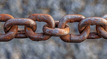 Fototapeta premium Rusty Metal Chain Links On Weathered Background with Textures