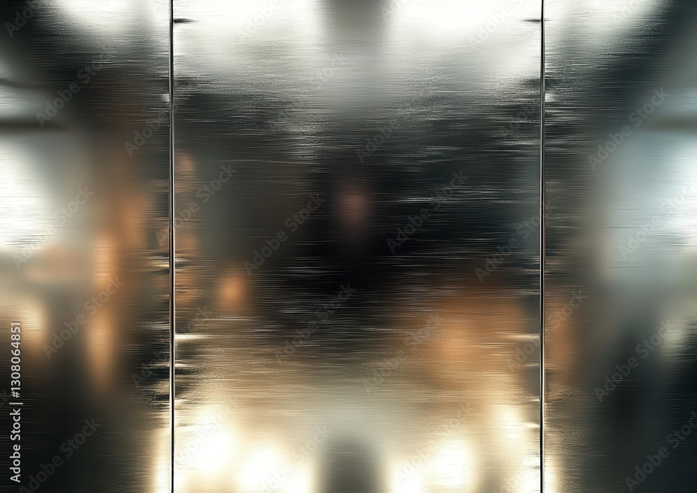 Poster abstract glass texture with blurred lights reflecting behind in a modern interior space creating a c