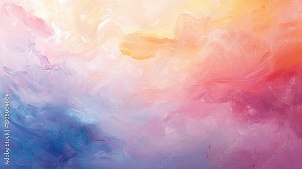 Poster bright hope emerges through soft pastel clouds at sunrise in a serene abstract background of tranqui