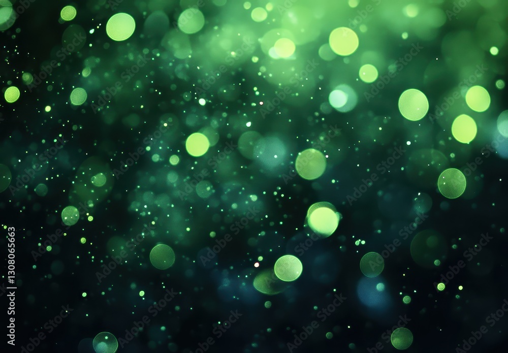 Poster abstract green bokeh effect with blurred circles and soft focus background creating a serene and cal