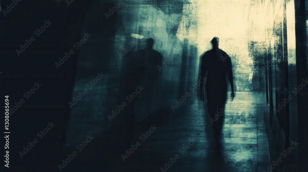 Aufkleber Mysterious silhouettes emerge from the shadows in this abstract portrayal of fear and uncertainty at twilight Generative AI