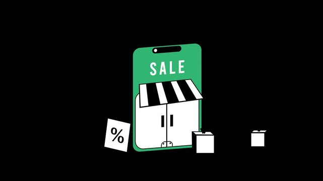 animated illustration of online sale by phone able for Mobile Application Development, Ecomerce Aplication, comercial software, Big data. This is great collection for designing websites, aplication.