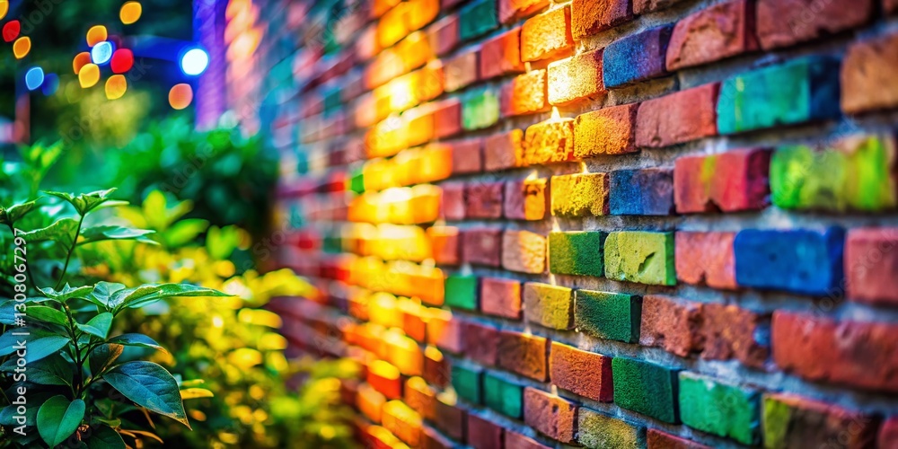 Poster colorful textured brick wall background with copy space for text or design elements