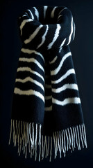Striped Black and White Knit Scarf Product Photography