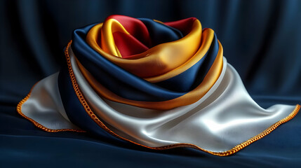 Luxurious Silk Fabric Drape 3D Illustration Gold, Navy, White, Red