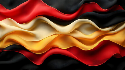 Dynamic Red Gold Black Waves Abstract 3D Background Illustration