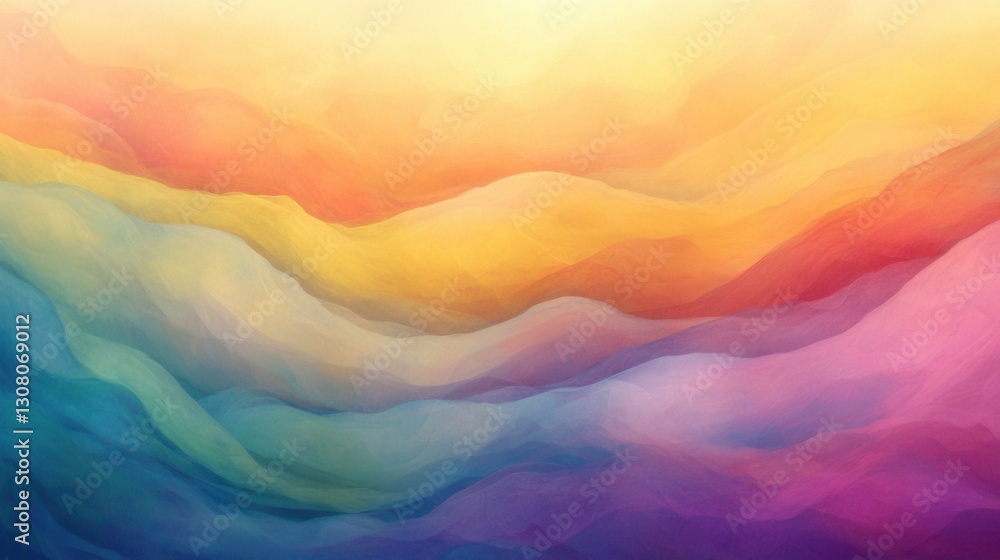 Poster Soft pastel clouds bring a sense of hope and warmth with sunrise colors glowing gently in the background Generative AI