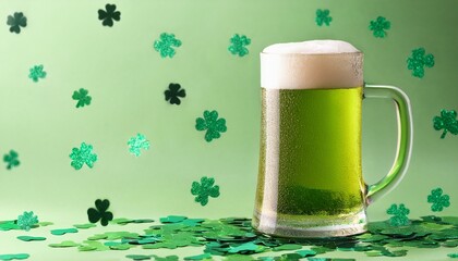 st patrick s day pint of beer clover confetti minimalism