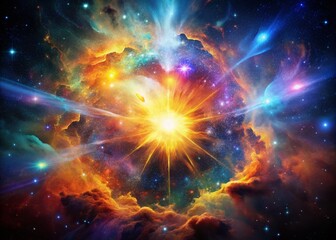 Obraz premium Cosmic Explosion Silhouette Abstract Art Print - Dark Nebula Silhouette