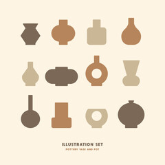 Pottery vases and pots with a simple modern design Silhouette