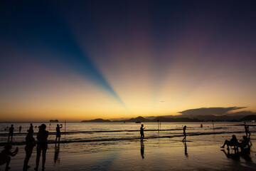 Sunset at Santos beach during summer.