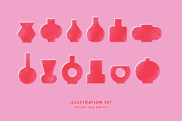 Pottery vases and pots with a simple modern design Silhouette