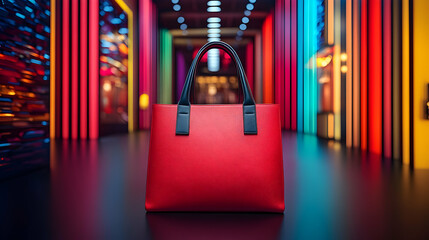 Red Leather Tote Bag Product Shot 3D Illustration