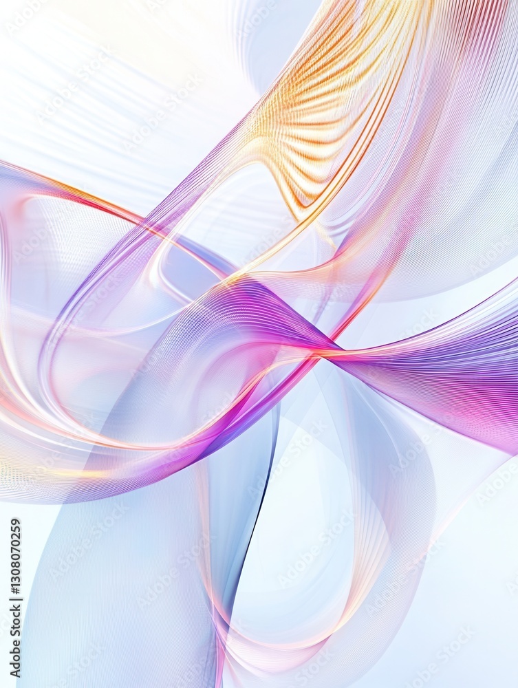 Poster Glowing neon lines create a futuristic composition on a smooth white background Generative AI
