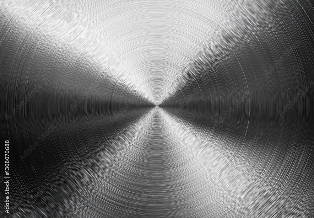 Poster abstract metallic texture with circular brushed steel pattern showcasing a smooth and reflective sur