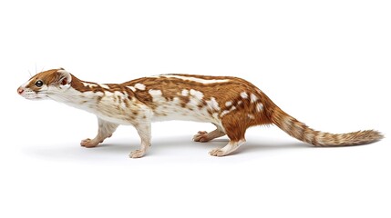 Fototapeta premium Spotted quoll walking, white background, studio shot, wildlife photography, educational use
