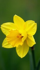 Obraz premium Close up of delicate spring narcissus flower petals, vibrant yellow color, blooming beauty, yellow, vibrant