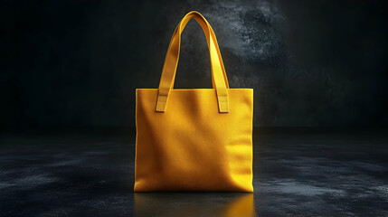 3D Render of Yellow Tote Bag on Dark Background