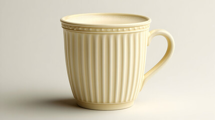 Creamy Latte in Elegant Ribbed Mug 3D Render
