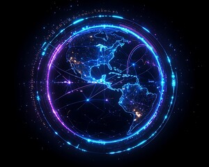 Obraz premium Global Network Connections, Digital Earth