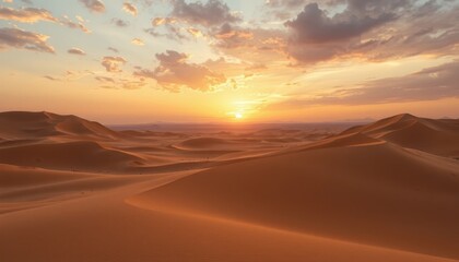 Sunset over sandy dunes desert landscape scenic view tranquil environment nature photography