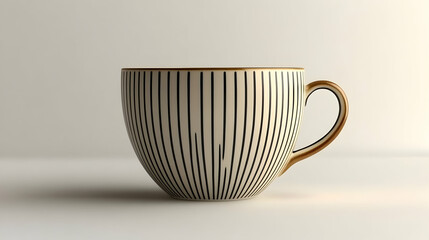 Elegant 3D Render of a Striped Mug - Modern Kitchenware Design