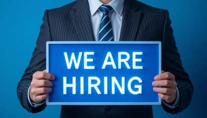 Obraz premium we are hiring, Join Our Team: Digital Hiring Concept with Business Professional