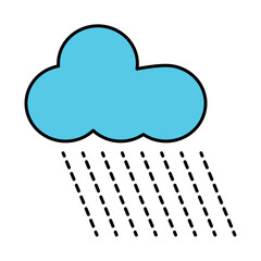 Vector Illustration of a Blue Rain Cloud Representing Weather Forecast and Rainy Climate Conditions