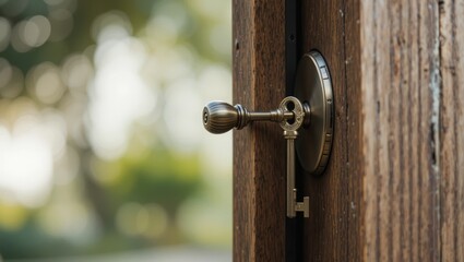 Wooden Door Key Outdoors, Soft Focus