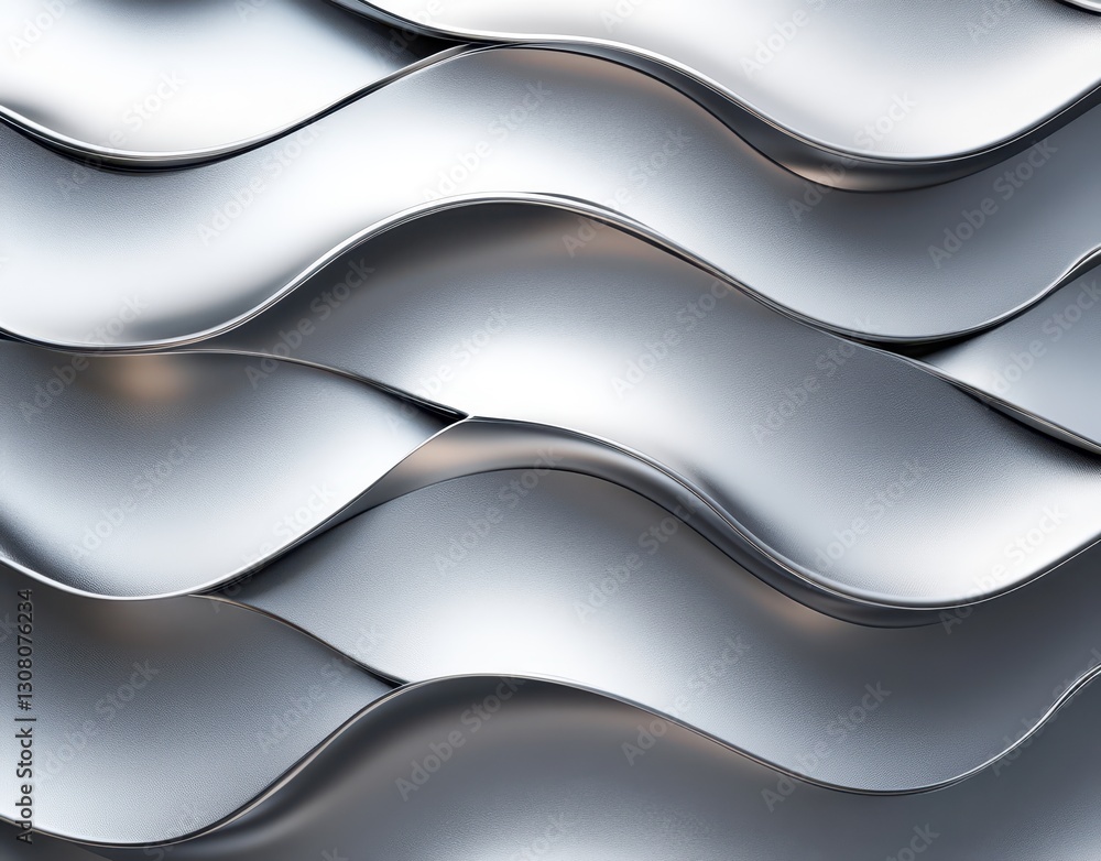 Poster abstract shiny silver surface with flowing wave patterns creating a sleek and modern texture for des