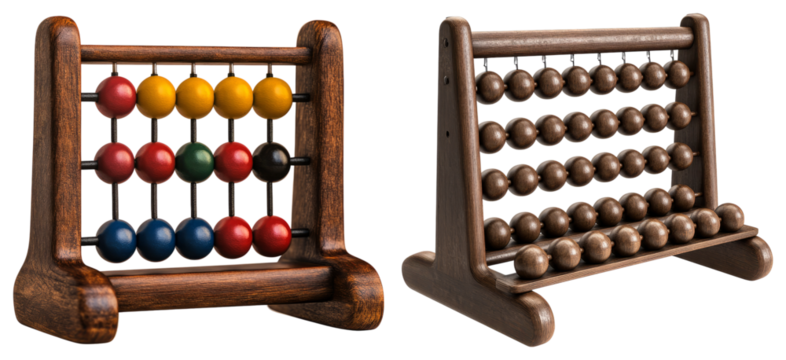 Colorful Wooden Abacus for Educational Learning and Playtime Fun, isolated on transparent background