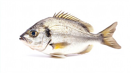 Fototapeta premium Fresh Gilthead Sea Bream Fish on White Background